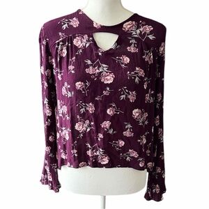 Grayson Threads Purple Floral Blouse size small